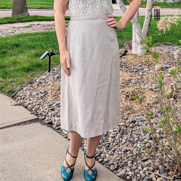 1940's pink and green HOUNDSTOOTH SKIRT 40's M - Picture 1 of 8